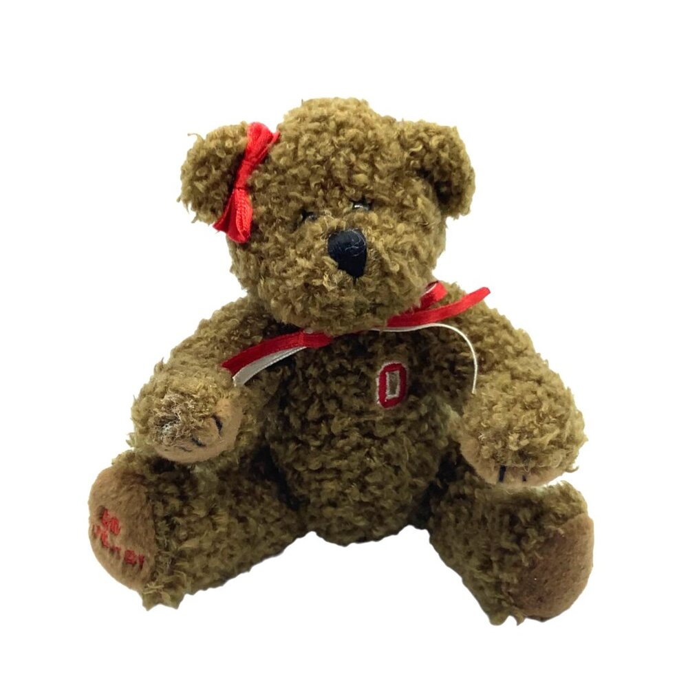 Vtg Ohio State University Collegiate Teddy Bear Mascot Plush‎ Curly Soft Toy 5"